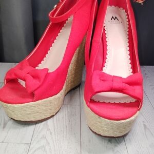 Madison Red Canvas Wedges with Espadrille Heel